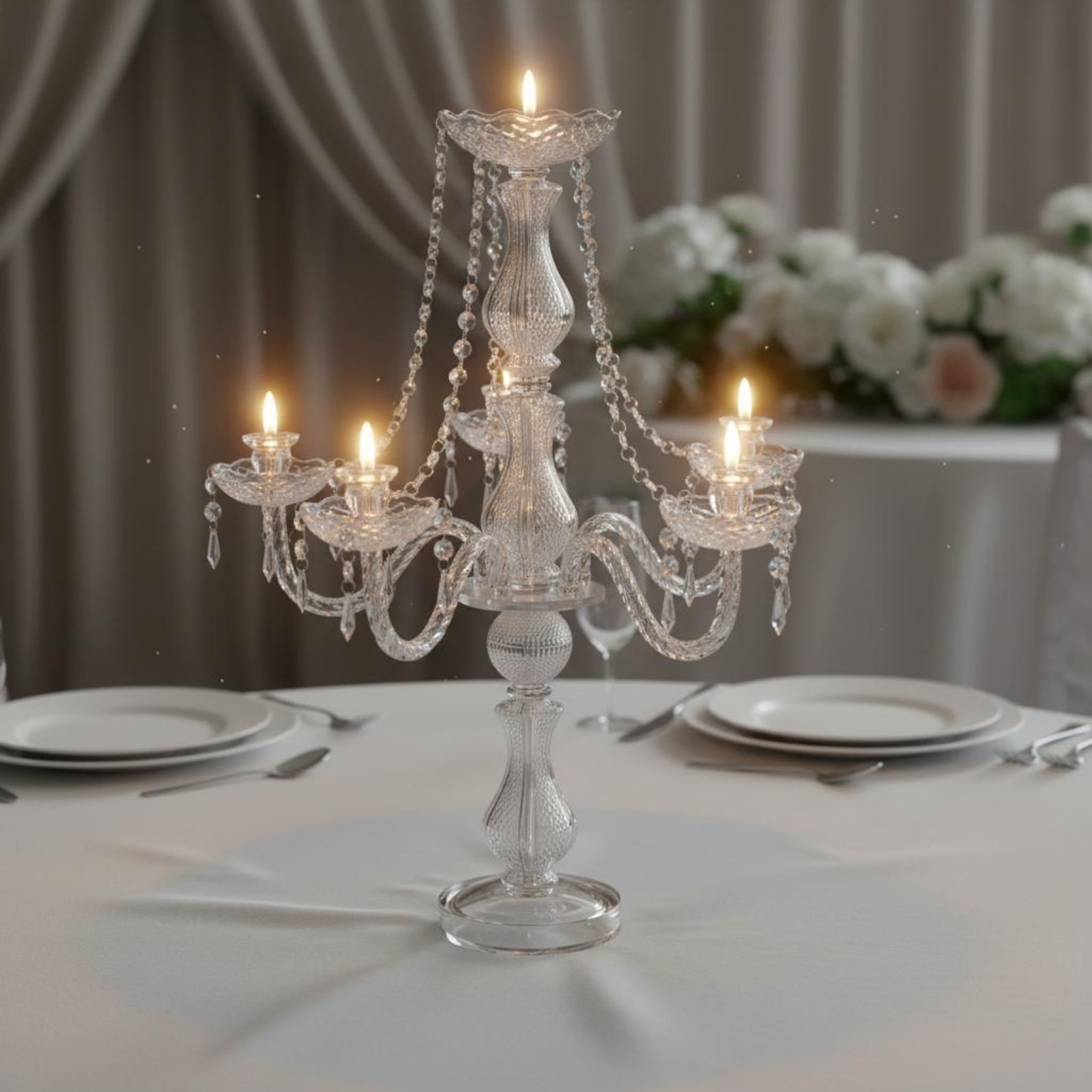 Candle Making Supplies - شمعدان كريستال أنيق للزفاف، حامل شموع