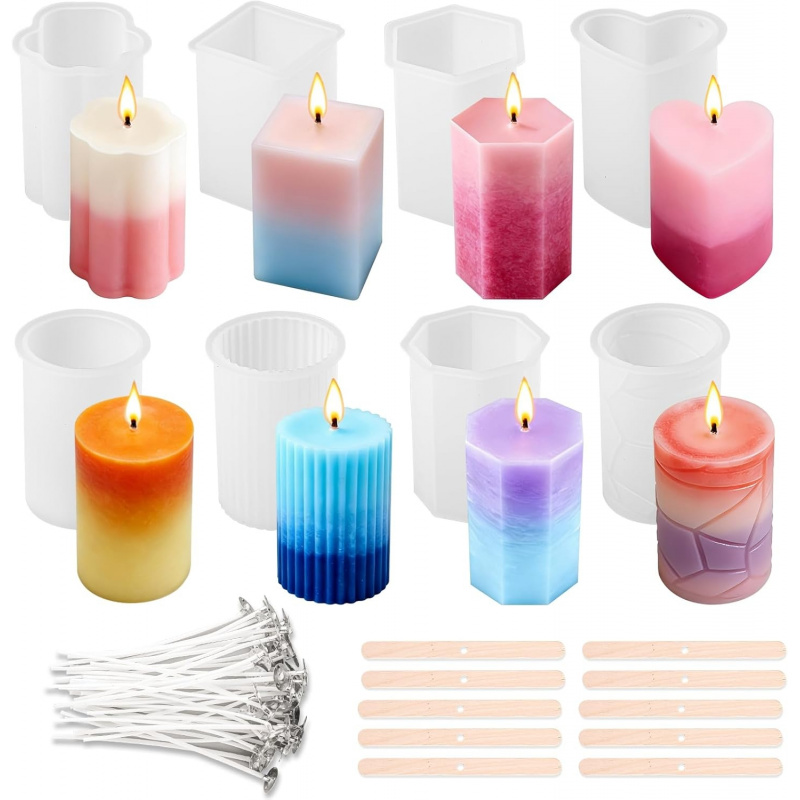 Candle Making Wicks - مجموعة قوالب شمع سيليكونية مكونة من