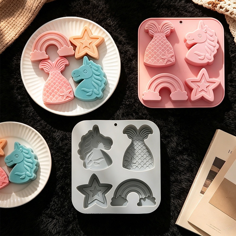 Candle Making Set - قالب سيليكون جديد (قطعتان/طقم) بتصميم يونيكورن