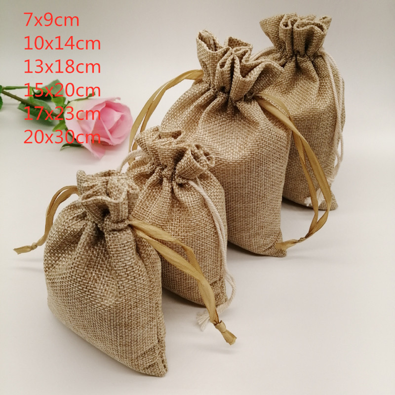 Jute Bag Packaging - 10-1000 قطعة/الوحدة الجوت الكتان أكياس الرباط